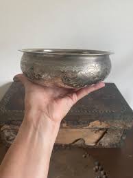 Vintage Turkish Brass Hammam Bowl, Bath Bowl, Etched Brass ...