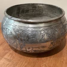 Antique Middle Eastern Siver on Copper Hand Etched Embossed ...