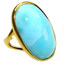 Larimar 18K Gold Over 925 Sterling Silver Ring size: 7 Oval ...