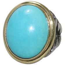 David Yurman Silver And Gold Oval Turquoise Cable Ring. For ...