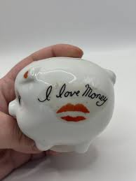 Vintage Mini Piggy Bank Pig I Love Money Kiss Figurine Trinket Decor *** | eBay