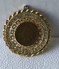 VINTAGE 1903 INDIAN PRINCESS PENNY HEAD PENDANT SURROUNDED ...