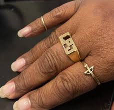 10 Mm Size Block Letter Initial Name Ring (LEE082) Solid ...