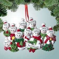 Personalized Festive Snowman Family - 10 Christmas Ornament