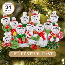 Personalized Family of 11 Snowmen Ornament | Large Group ...