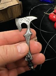 Damascus Battle Axe Necklace, Mens Axe Pendant, Viking Axe ...