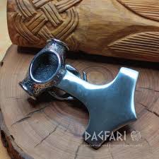 Pendant BIG GOAT TANNGRISN - Steel Thor's hammer with goat's ...
