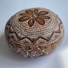 Hand Carved Peruvian Gourd Signed Yale University USA Fox ...