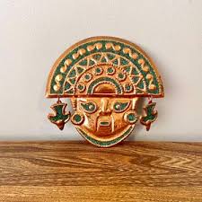 Vintage Small Peruvian Copper Mask With Stones, Inca Wall ...
