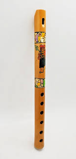 Vintage Handmade Bamboo Flute Exotic Hand Painted Wind ...