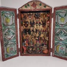 Vintage, Hermanos ( Brothers) Eleudoray & Mabilon Jimenes Folk Art, Retablo From Peru " the Mask Makers Workshop, Hand Signed - Etsy