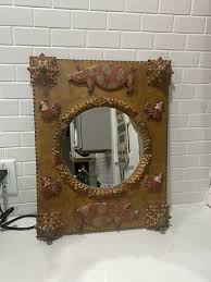 Rare 2003 Timothy Strawser Folk Art Tramp Art Mirror 21” x 16” Pigs Animals | eBay