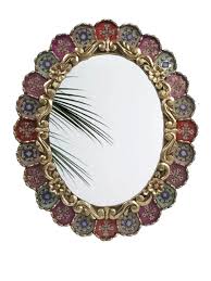 Carlos Ch.- 23.6"x20" Peruvian Oval Mirror, Pink Mirror, Hall Mirror, Accent Mirror, Office Mirror, Vintage, Andeanmirror - Etsy