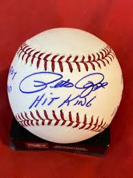 PETE ROSE AUTOGRAPHED SIGNED MAJOR LEAGUE BASEBALL OML STAT ...