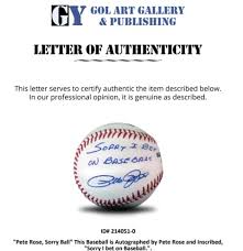 Charitybuzz: Pete Rose Signed "Sorry I Bet on Baseball" Ball