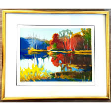 1990s Original Signed Tadashi Asoma "Afternoon Reflections" Screenprint, Ed. 132/175, Framed | Chairish