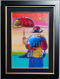 PETER MAX UMBRELLA MAN Unique Original Painting Hand signed ...