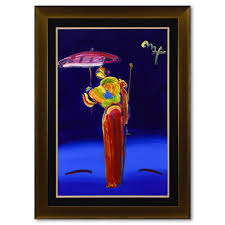 Peter Max Signed "Umbrella Man with Cane" 33x45 Custom ...