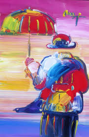 PETER MAX UMBRELLA MAN Unique Original Painting Hand signed ...