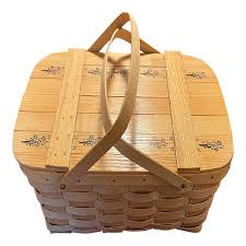 1980s Basketville Putney Vt Hand-Painted Picnic Basket | Chairish