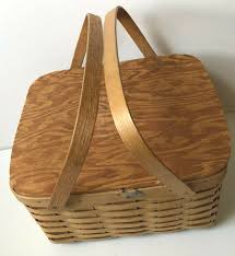 Vintage Petersboro Basket Co. New Hampshire Picnic Basket w/pie insert 13x12x8" | eBay