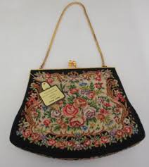 Black Petit Point Needlepoint Embroidered Purse Evening Bag 1950's Hong Kong | eBay