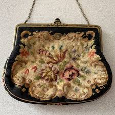 Vintage Antique 1930s Petit-Point Hand Made Purse Floral Purse with Chain | eBay