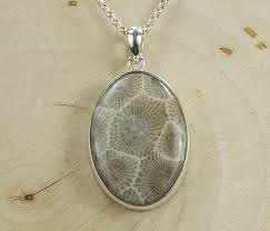 Petoskey Stone Sterling Silver Pendant; Genuine Untreated ...