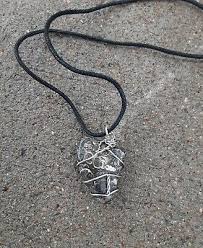 Grey & White Orbicular Jasper Wire Wrapped Pendant Necklace ...