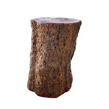 Raw Wood Rough Grain Finish Irregular Shape Short Stool ...