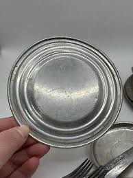 Antique USA Made Tin Childrens Play Plates & Utensils Misc Pieces Rusty *** | eBay