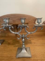 Pair VTG Boardman Pewter 3 light Candelabra Artisan SCA ...
