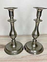 Pair of Signed Antique Pewter Candlesticks 10" | eBay