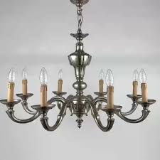 Vintage Bronze Chandelier for 8 Light Bulbs Belgium 1970s Ceiling Lamp - Shop HappyDuckVintage Lighting - Pinkoi