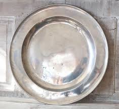Large Antique Brightly Polished Pewter Chargers, 20 Inches Diameter. C.1750 For Sale at 1stDibs