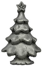 LCD CHRISTMAS TREE PIN Brooch Silver Tone Pewter Star ...