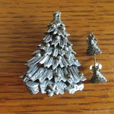 Vintage Miniature Pewter Christmas Tree Combination Box ...