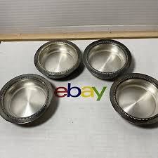 Vintage Glass & Silver Plated Coasters Set of 4 W&S Blackinton With Patina | eBay