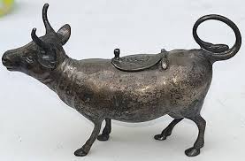 19 Century German French Import Sterling Silver Cow Creamer Figurine Very Rare