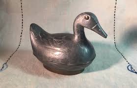 Vintage Etched Pewter and Brass Duck Trinket Box-metal Duck ...