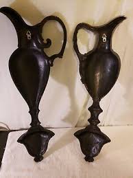 MCM HOMCO/DART EWER PITCHER Black&Gold PAIR OF WALL ...