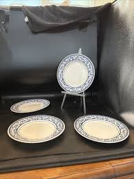 churchill england plates Cch9 Blue Leaf Trim Set 4 Salad 8 In | eBay