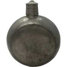 Antique Pewter Flask Canteen with Screw on Cap Circa Mid to ...