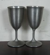 5 Pc Shuler CK & Co Pewter Tray Decanter Cup Cordial Set