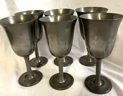 VTG 6 + 1 PEWTER MADE FOR RH MACY'S WINE GOBLET -FREE SHIP | eBay
