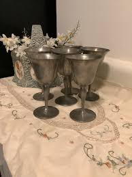 Antique Colonial Style Vintage pewter goblets Sherry Wine glasses Set Of 6 | eBay