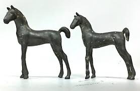 Vintage Pair Horse Figurines Primitive Pewter 3” Unmarked | eBay