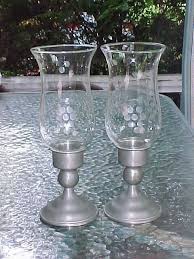 Vintage Kirk Pewter Candle Holders ETCHED GRAPE Glass ...