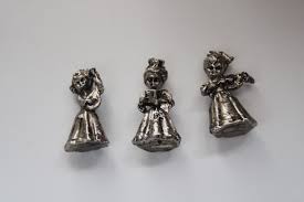 miniature pewter figurines, little girls or choir of angels ...