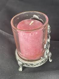 Vintage Pewter Iris And Rhinestone Design Votive Candle Holder, 3" tall. | eBay